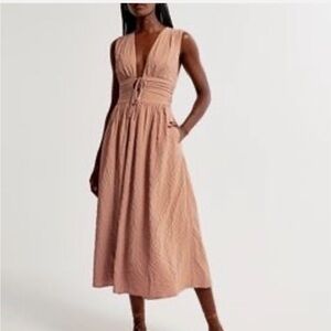 ABERCROMBIE & FITCH SEESUCKER MIDI DRESS SIZE SMALL PETITE